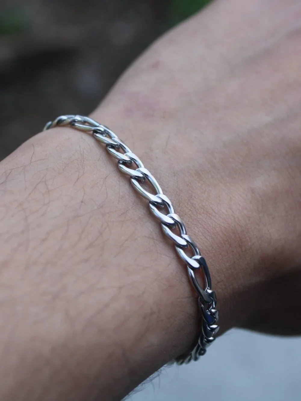5mm Figaro Link Bracelet 7 Inch Stainless Steel